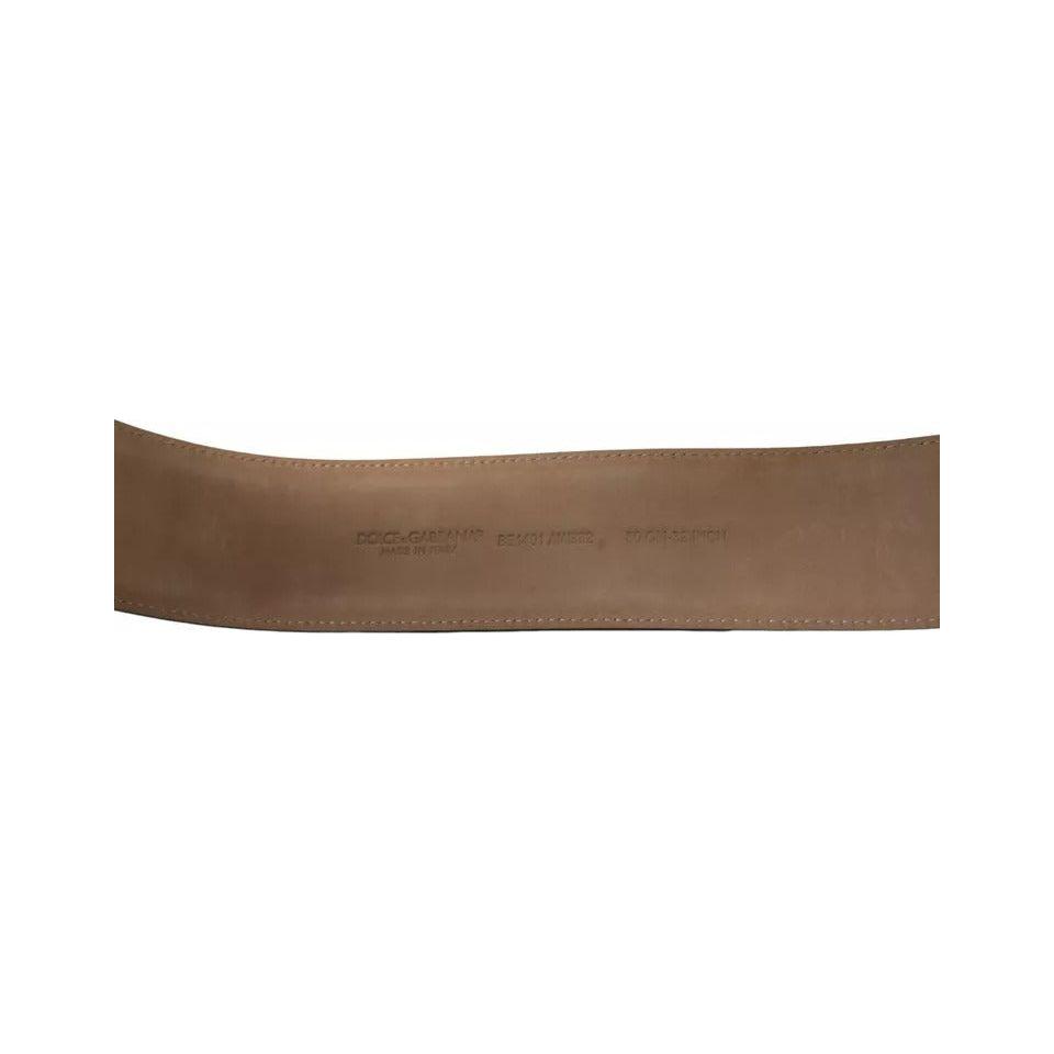 Dolce & Gabbana Black Leather Gold Oval Metal Buckle Belt Dolce & Gabbana Dim Gray