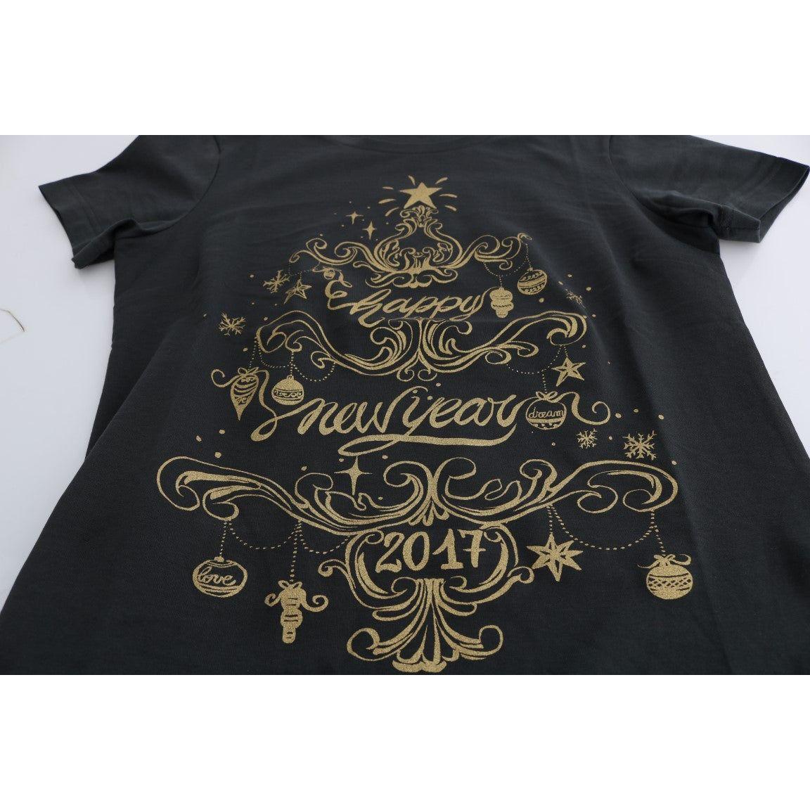 Dolce & Gabbana Elegant Gray Cotton Tee with Exclusive Print Dolce & Gabbana Dark Slate Gray