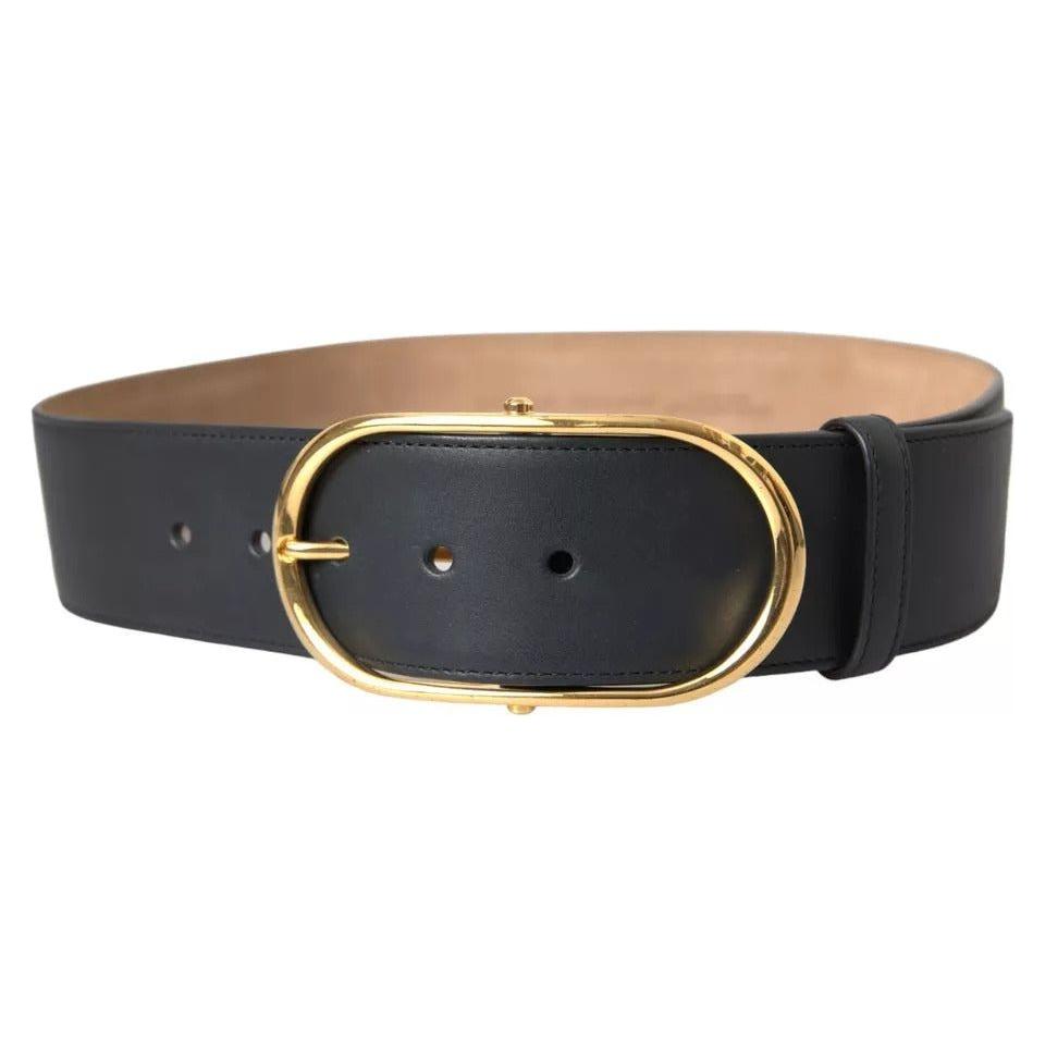 Dolce & Gabbana Black Leather Gold Oval Metal Buckle Belt Dolce & Gabbana Dark Slate Gray