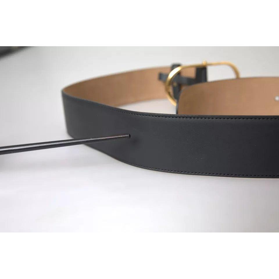 Dolce & Gabbana Black Leather Gold Oval Metal Buckle Belt Dolce & Gabbana Dark Slate Gray