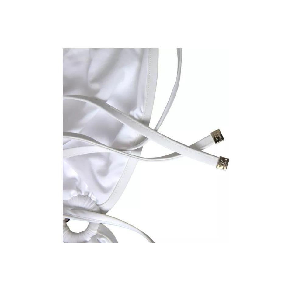 Dolce & Gabbana White Nylon Stretch Swimwear Top Bikini Dolce & Gabbana Light Gray