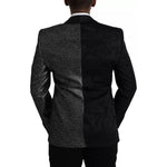 Dolce & Gabbana Black Silver Silk Single Breasted Coat Blazer Dolce & Gabbana Black