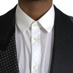 Dolce & Gabbana Black Silver Silk Single Breasted Coat Blazer Dolce & Gabbana Light Gray