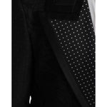 Dolce & Gabbana Black Silver Silk Single Breasted Coat Blazer Dolce & Gabbana Black