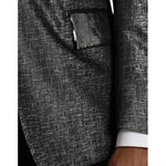 Dolce & Gabbana Black Silver Silk Single Breasted Coat Blazer Dolce & Gabbana Dark Slate Gray