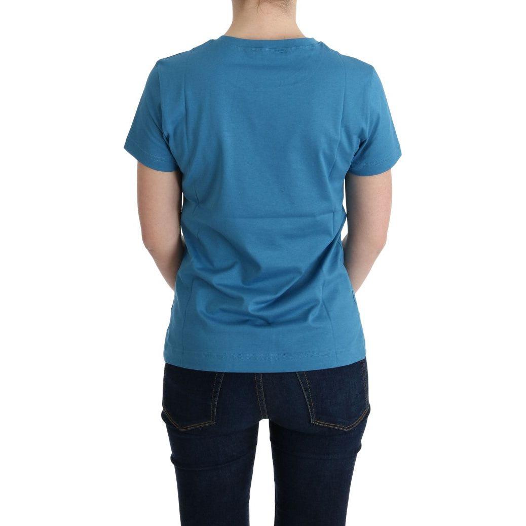 Dolce & Gabbana Chic Blue Cotton Tee with 2017 Print Dolce & Gabbana Steel Blue