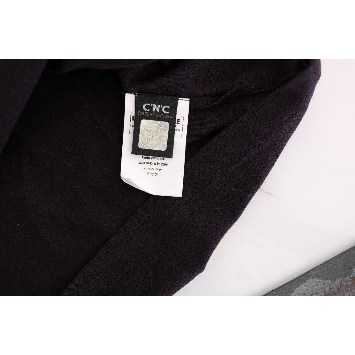 Costume National Elegant Purple V-Neck Blouse Tee Costume National Black