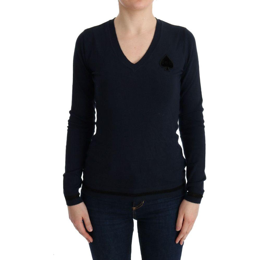 Costume National Elegant Blue V-Neck Sweater Costume National Black