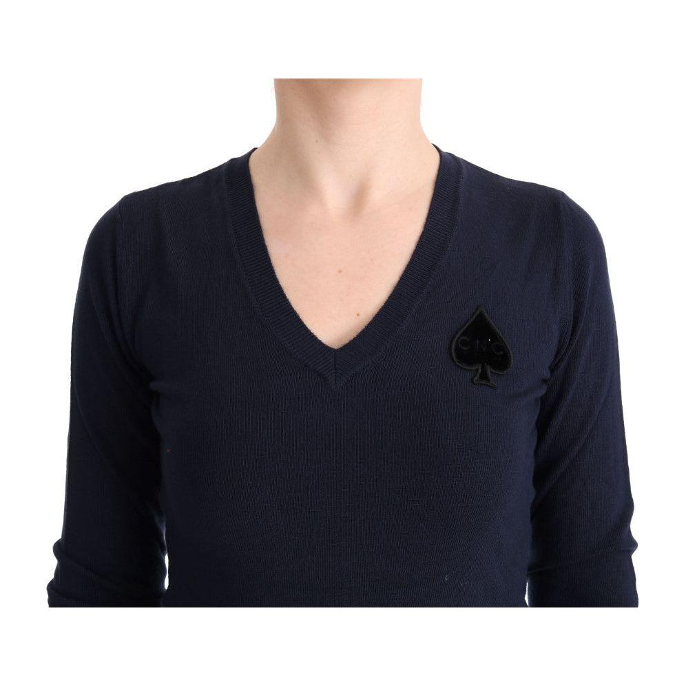 Costume National Elegant Blue V-Neck Sweater Costume National Black