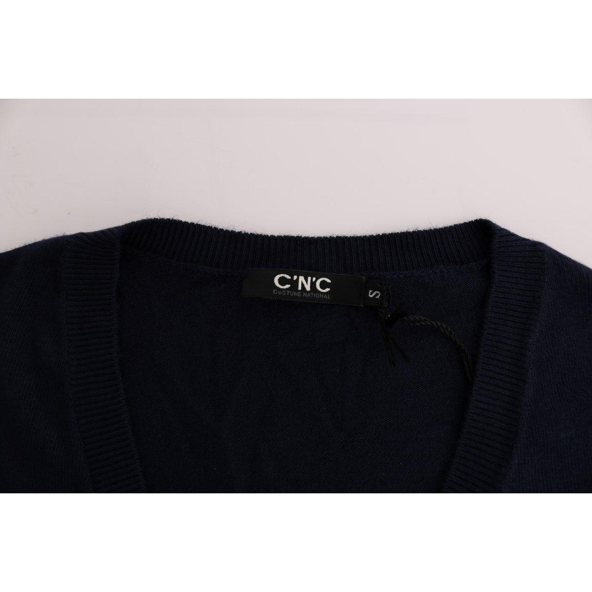 Costume National Elegant Blue V-Neck Sweater Costume National Black