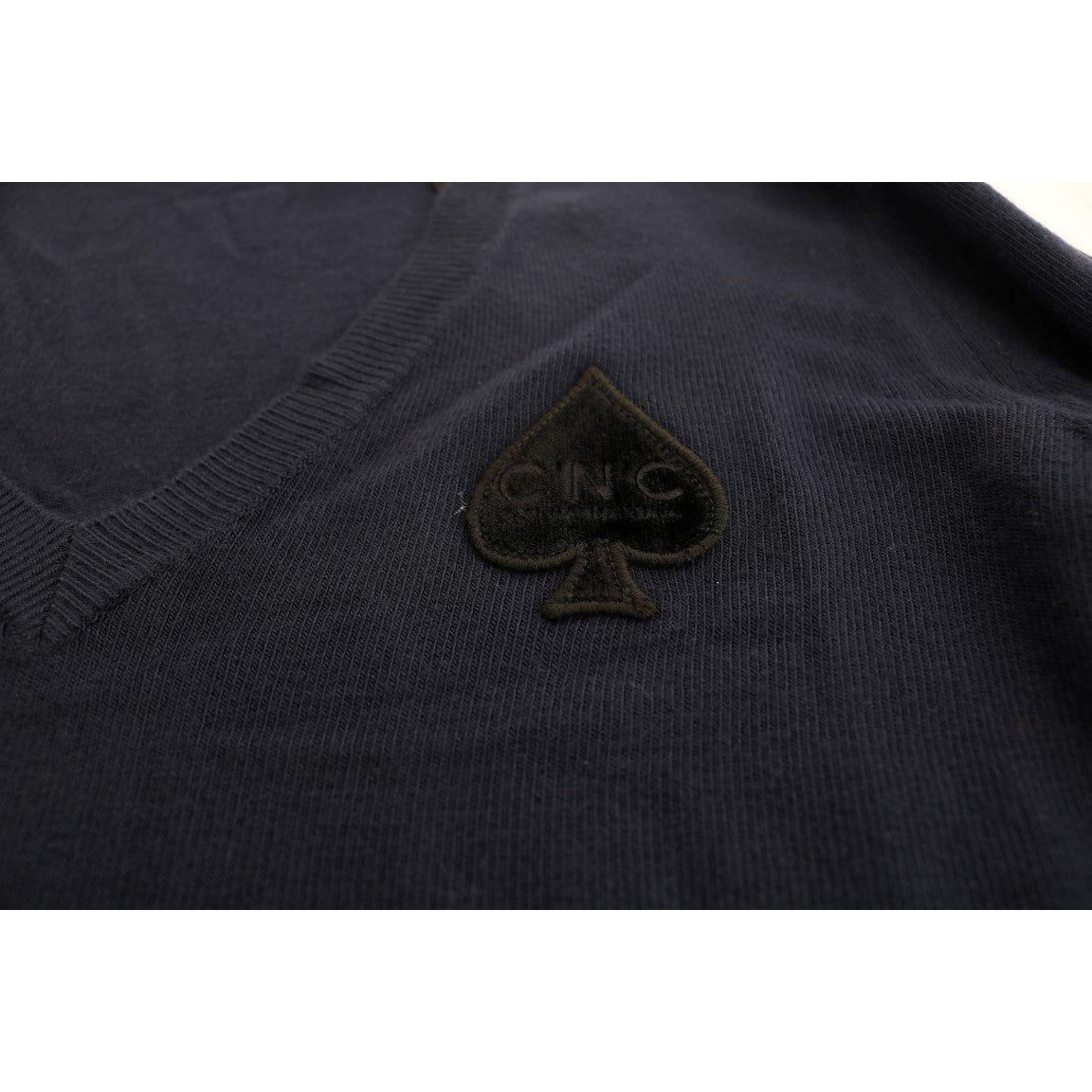 Costume National Elegant Blue V-Neck Sweater Costume National Dark Slate Gray