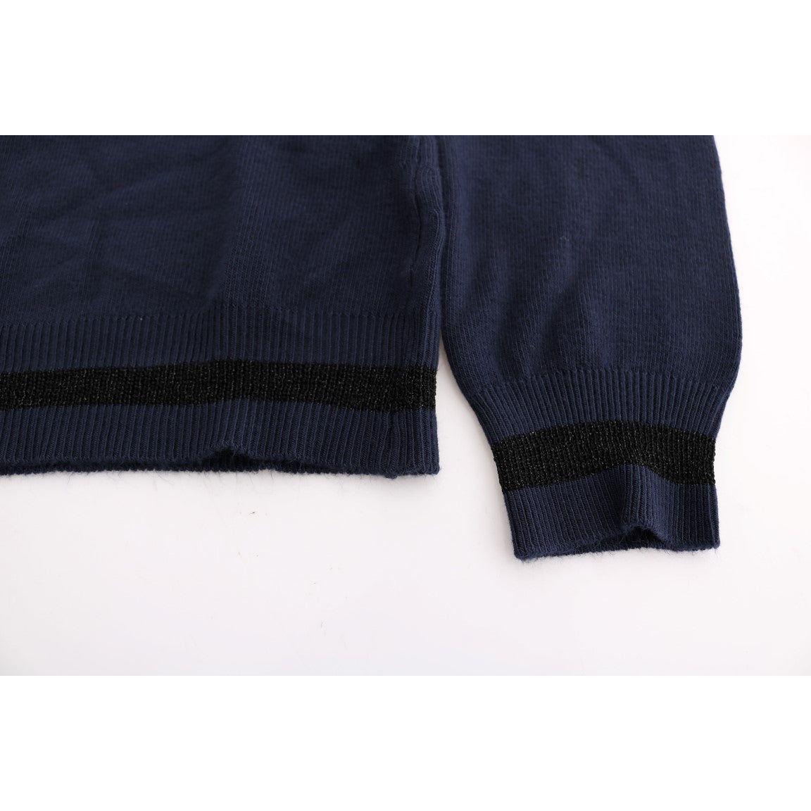 Costume National Elegant Blue V-Neck Sweater Costume National Dark Slate Gray