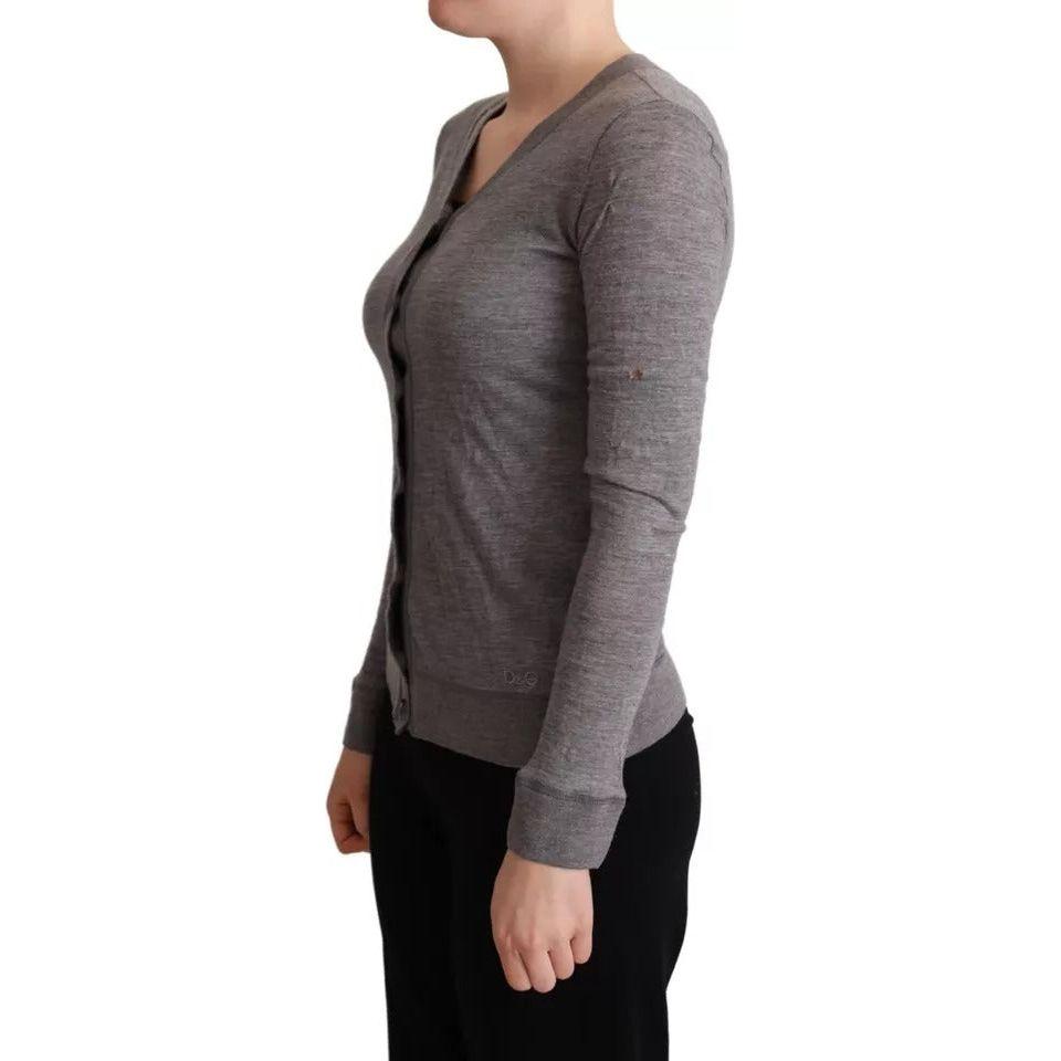 Dolce & Gabbana Gray Wool Button Down Cardigan Sweater Dolce & Gabbana Dark Slate Gray