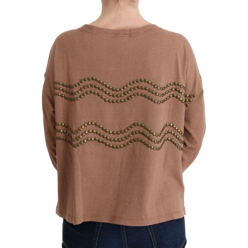 John Galliano Chic Brown Crewneck Cotton Sweater John Galliano Dim Gray