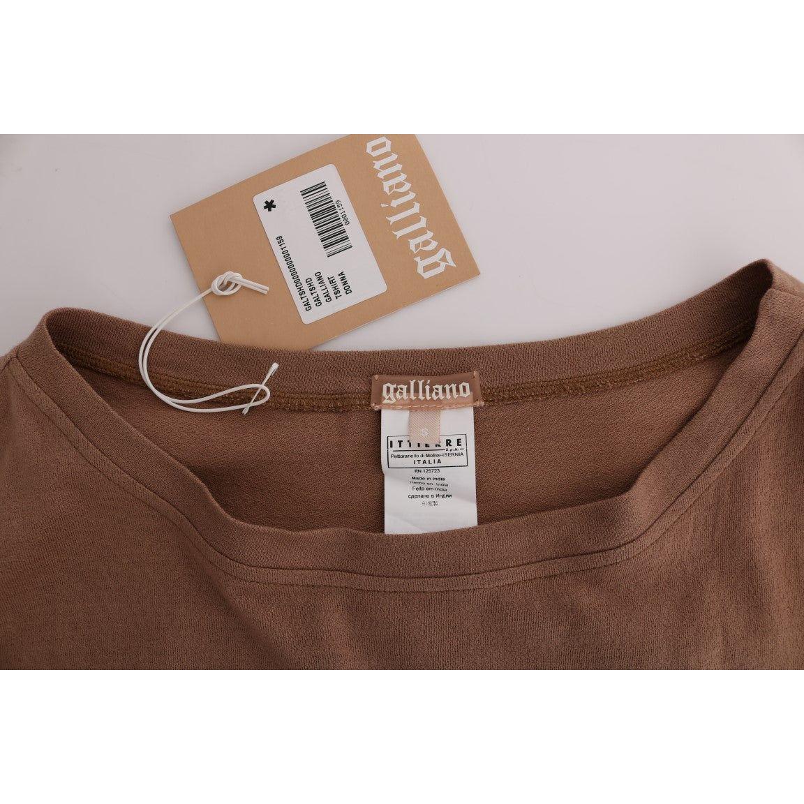 John Galliano Chic Brown Crewneck Cotton Sweater John Galliano Dark Olive Green