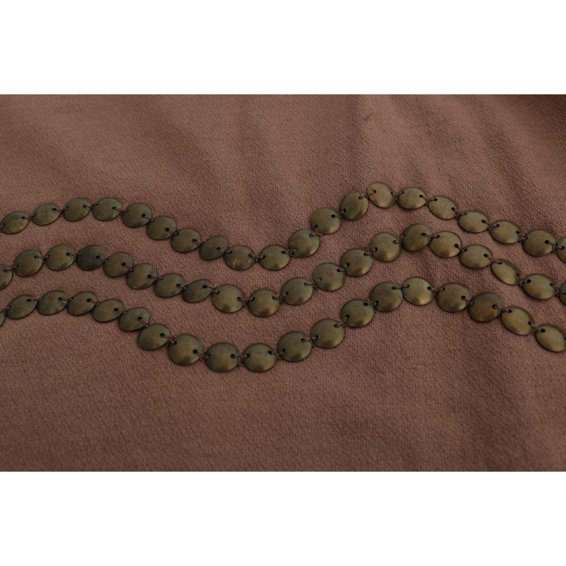 John Galliano Chic Brown Crewneck Cotton Sweater John Galliano Dark Olive Green