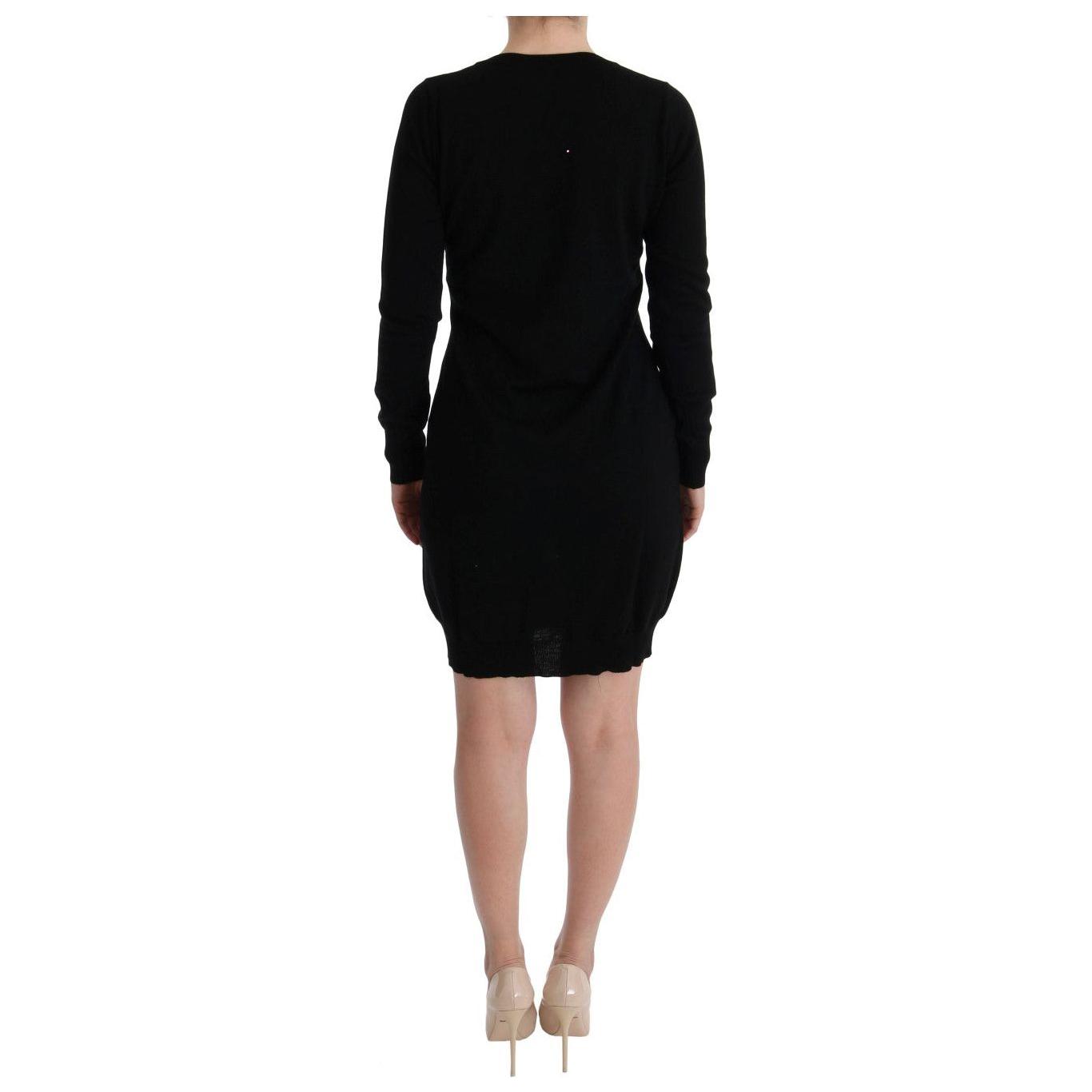 MARGHI LO' Elegant Black Wool Shift Dress MARGHI LO' Black