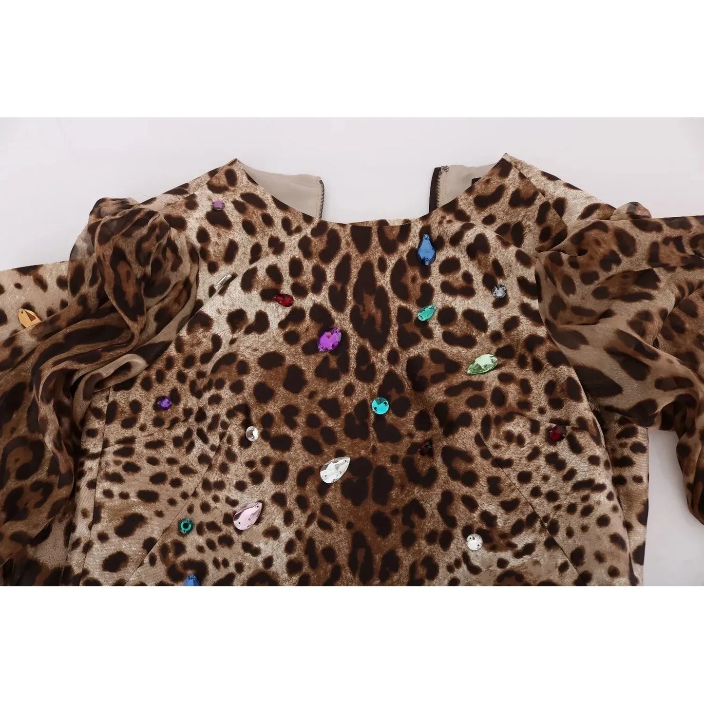 Dolce & Gabbana Leopard Silk Wool Crystal Shift Dress Dolce & Gabbana Dark Slate Gray