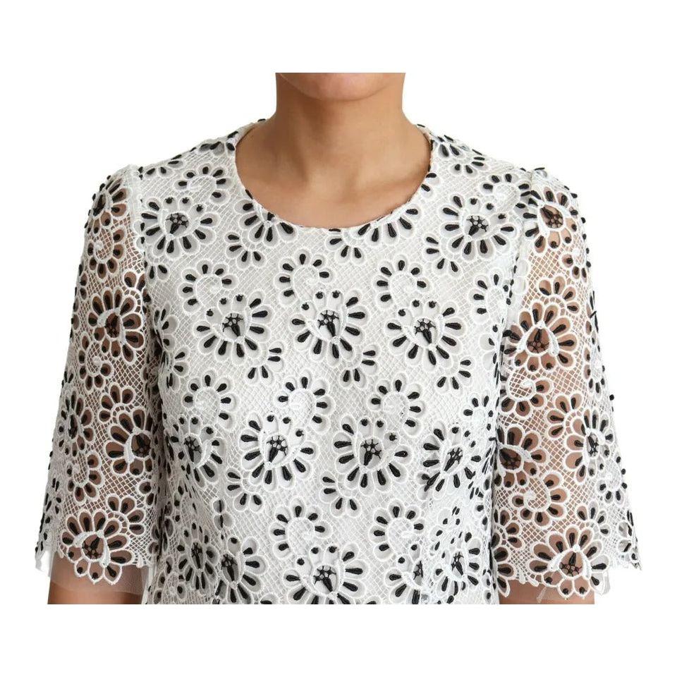 Dolce & Gabbana White Cutout Design Polyester A-line Midi Dress Dolce & Gabbana Light Gray