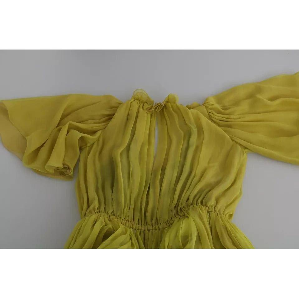 Dolce & Gabbana Yellow Shift A-line Silk Gown Dress Dolce & Gabbana Dark Gray