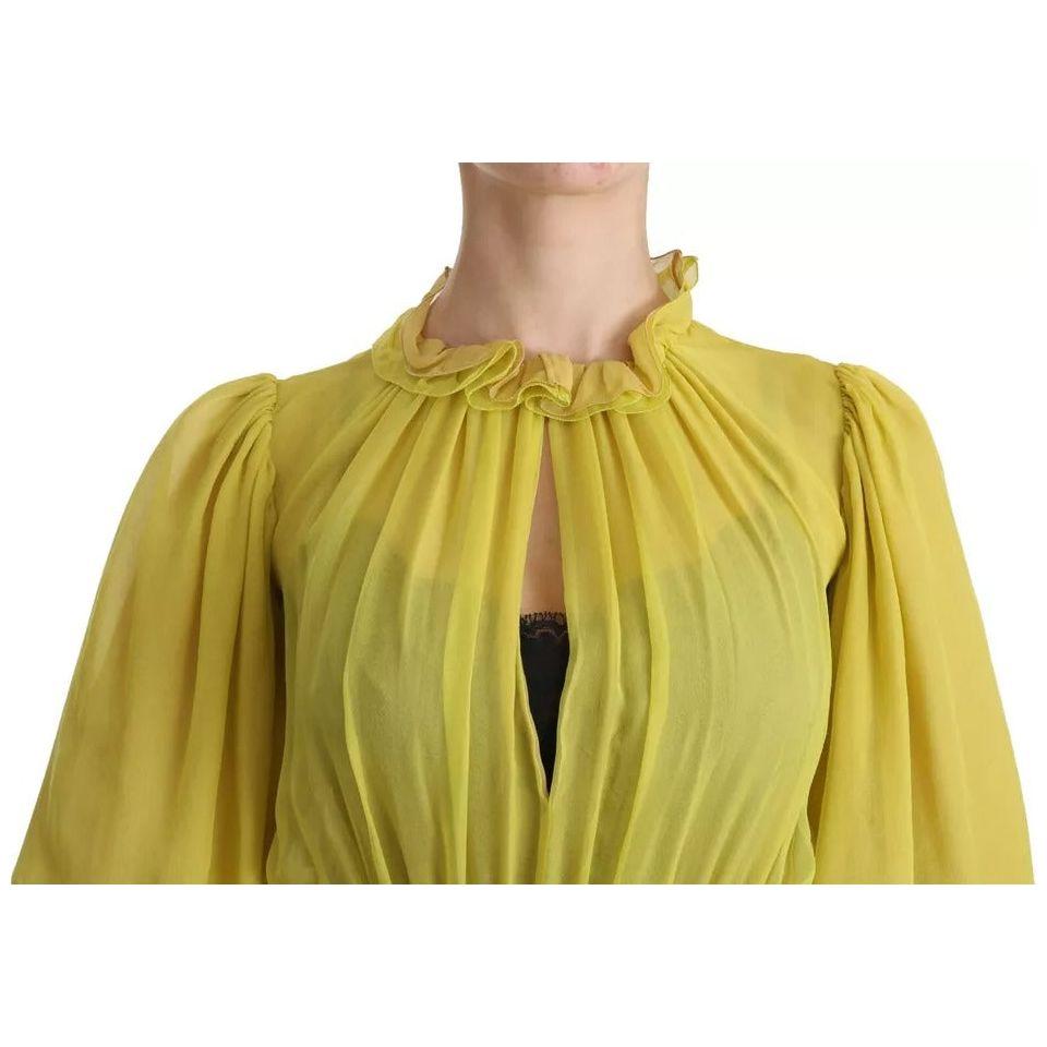 Dolce & Gabbana Yellow Shift A-line Silk Gown Dress Dolce & Gabbana Dark Khaki