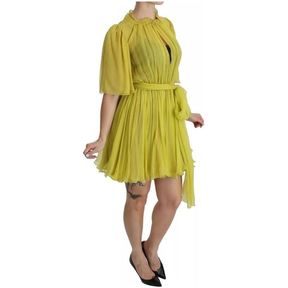 Dolce & Gabbana Yellow Shift A-line Silk Gown Dress Dolce & Gabbana Dark Khaki