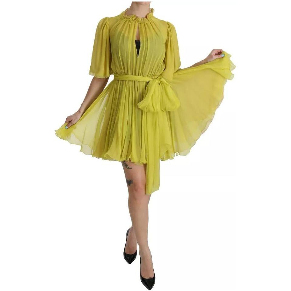 Dolce & Gabbana Yellow Shift A-line Silk Gown Dress Dolce & Gabbana Dark Khaki