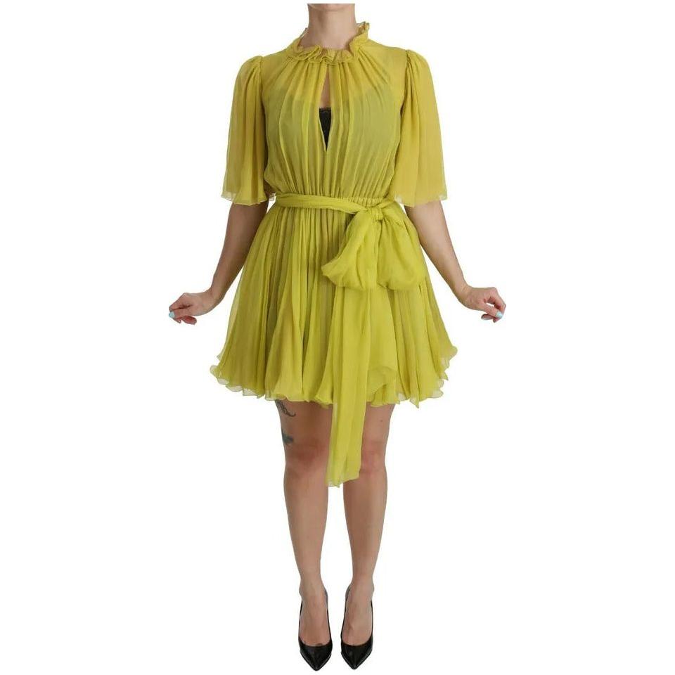 Dolce & Gabbana Yellow Shift A-line Silk Gown Dress Dolce & Gabbana Dark Khaki