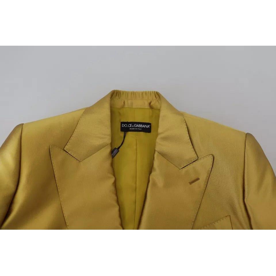 Dolce & Gabbana Gold Satin Long Sleeves Blazer Coat Jacket Dolce & Gabbana Sienna
