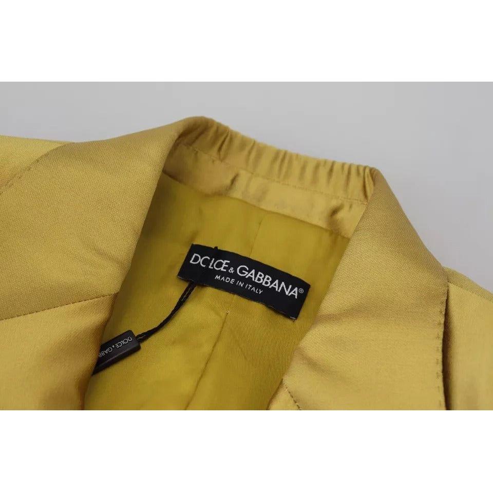 Dolce & Gabbana Gold Satin Long Sleeves Blazer Coat Jacket Dolce & Gabbana Dark Goldenrod