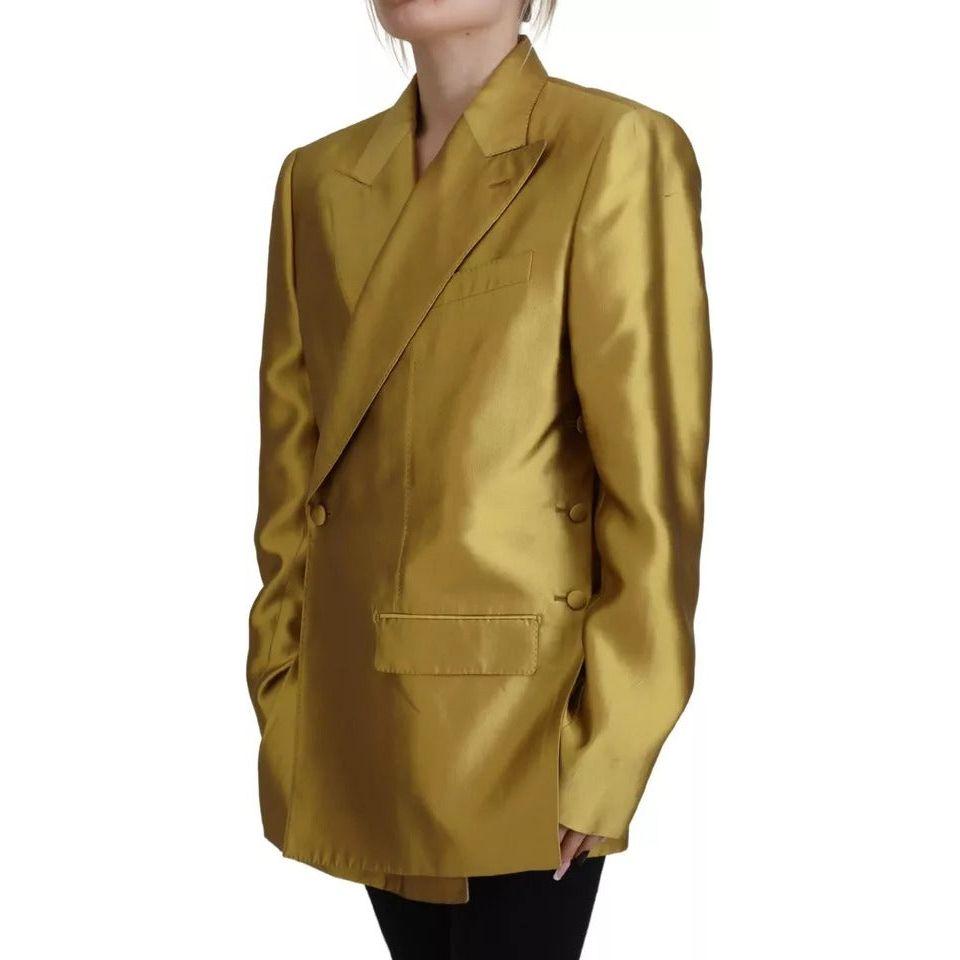 Dolce & Gabbana Gold Satin Long Sleeves Blazer Coat Jacket Dolce & Gabbana Sienna