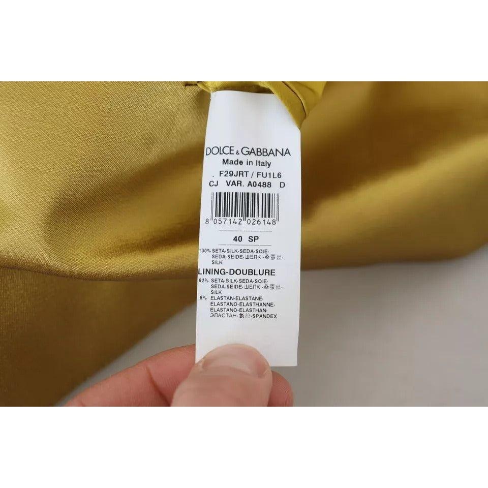 Dolce & Gabbana Gold Satin Long Sleeves Blazer Coat Jacket Dolce & Gabbana Sienna