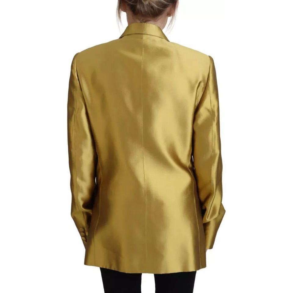 Dolce & Gabbana Gold Satin Long Sleeves Blazer Coat Jacket Dolce & Gabbana Sienna