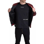 Dolce & Gabbana Red Leopard Bomber Short Coat Jacket Dolce & Gabbana Black