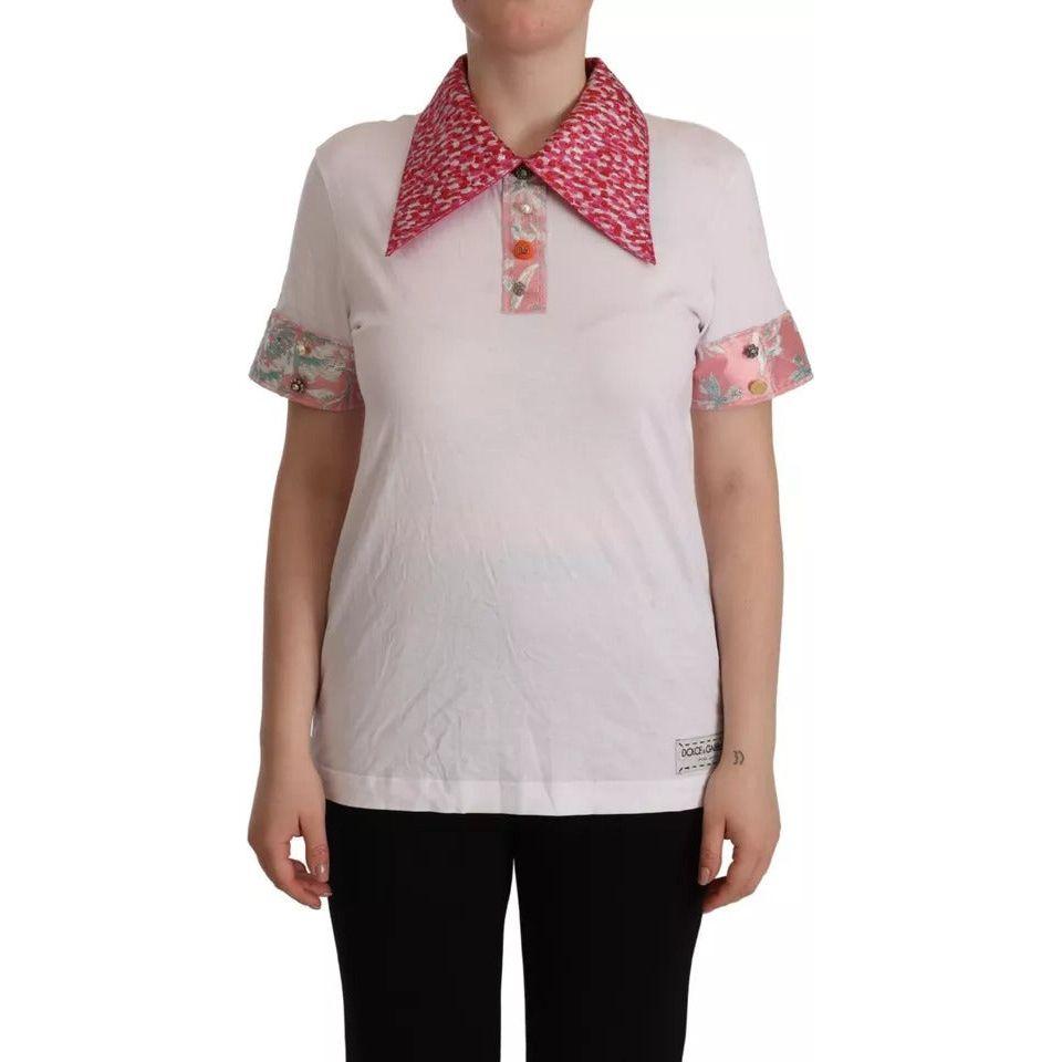 Dolce & Gabbana White Sartoria T-shirt Button Wide Collar Top MAN T-SHIRTS Dolce & Gabbana Gray