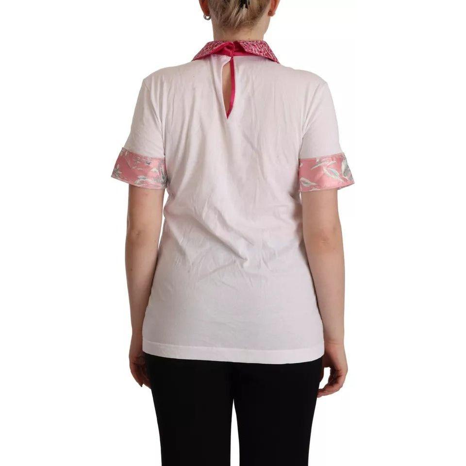 Dolce & Gabbana White Sartoria T-shirt Button Wide Collar Top MAN T-SHIRTS Dolce & Gabbana Gray