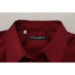 Dolce & Gabbana Bordeaux Cotton Long Sleeve Men Formal Shirt Dolce & Gabbana Dark Red