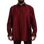 Dolce & Gabbana Bordeaux Cotton Long Sleeve Men Formal Shirt Dolce & Gabbana Black
