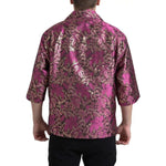 Dolce & Gabbana Fuchsia Pink Floral Jacquard Button Down Shirt Dolce & Gabbana Dim Gray