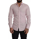 Dolce & Gabbana Light Pink Cotton Dress Formal Men GOLD Shirt Dolce & Gabbana Dark Gray