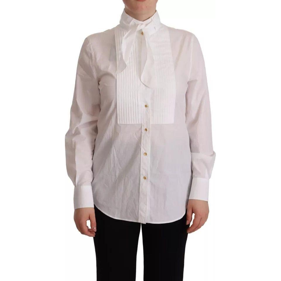 Dolce & Gabbana White Cotton Collared Long Sleeves Formal Shirt Top Dolce & Gabbana Gray