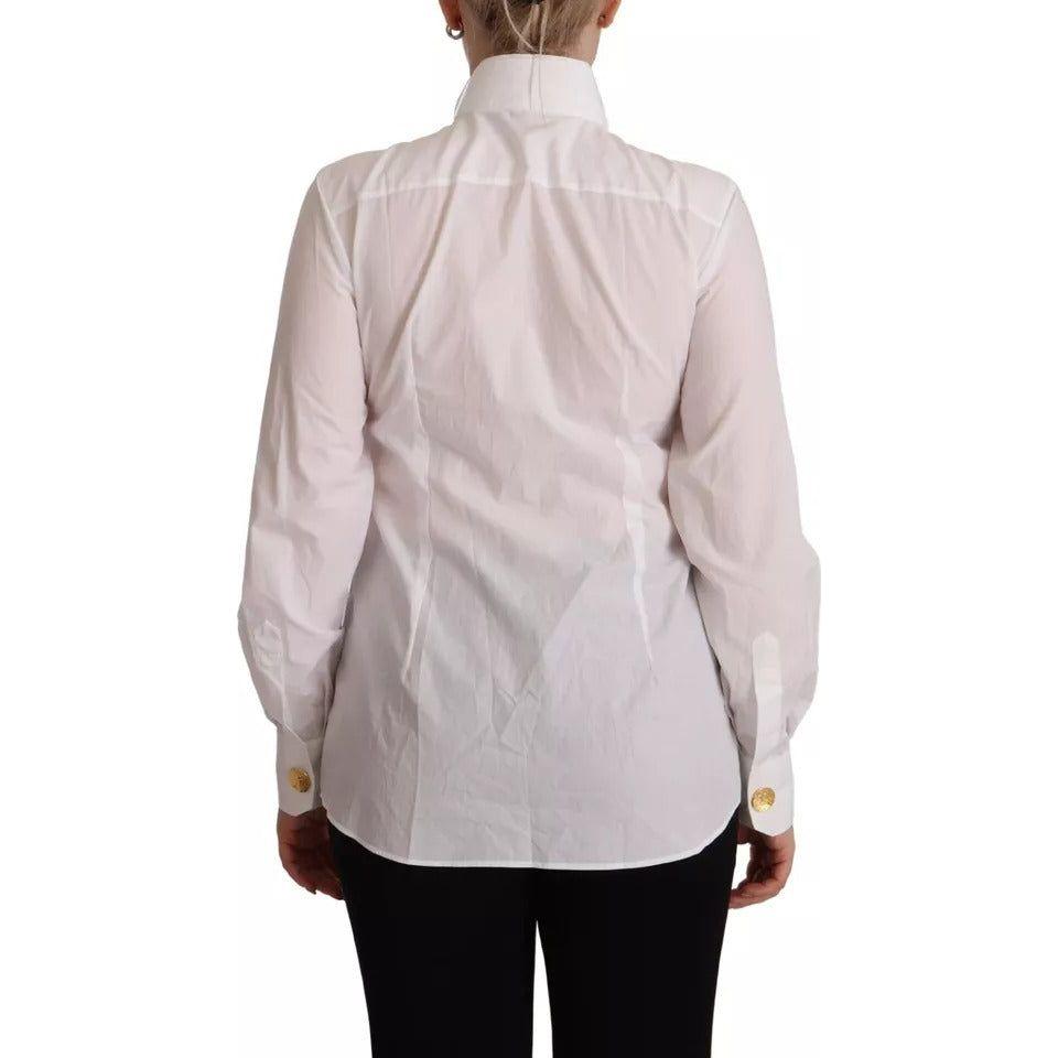 Dolce & Gabbana White Cotton Collared Long Sleeves Formal Shirt Top Dolce & Gabbana Gray
