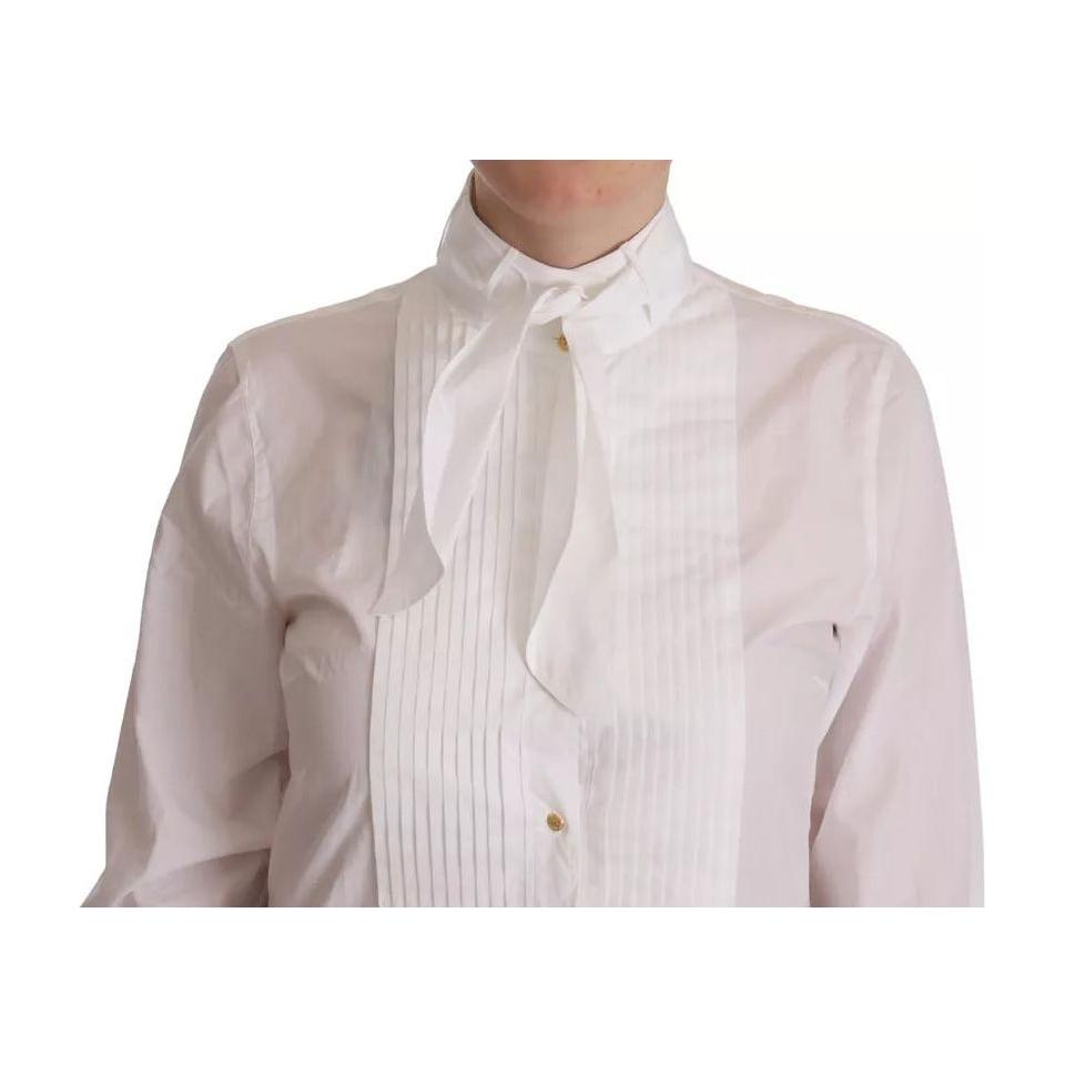 Dolce & Gabbana White Cotton Collared Long Sleeves Formal Shirt Top Dolce & Gabbana Light Gray