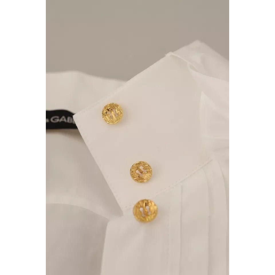 Dolce & Gabbana White Cotton Collared Long Sleeves Formal Shirt Top Dolce & Gabbana Gray