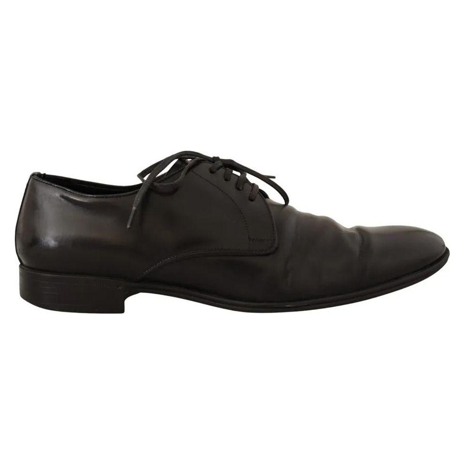 Dolce & Gabbana Black Leather Derby Dress Formal Shoes Dolce & Gabbana Dark Slate Gray