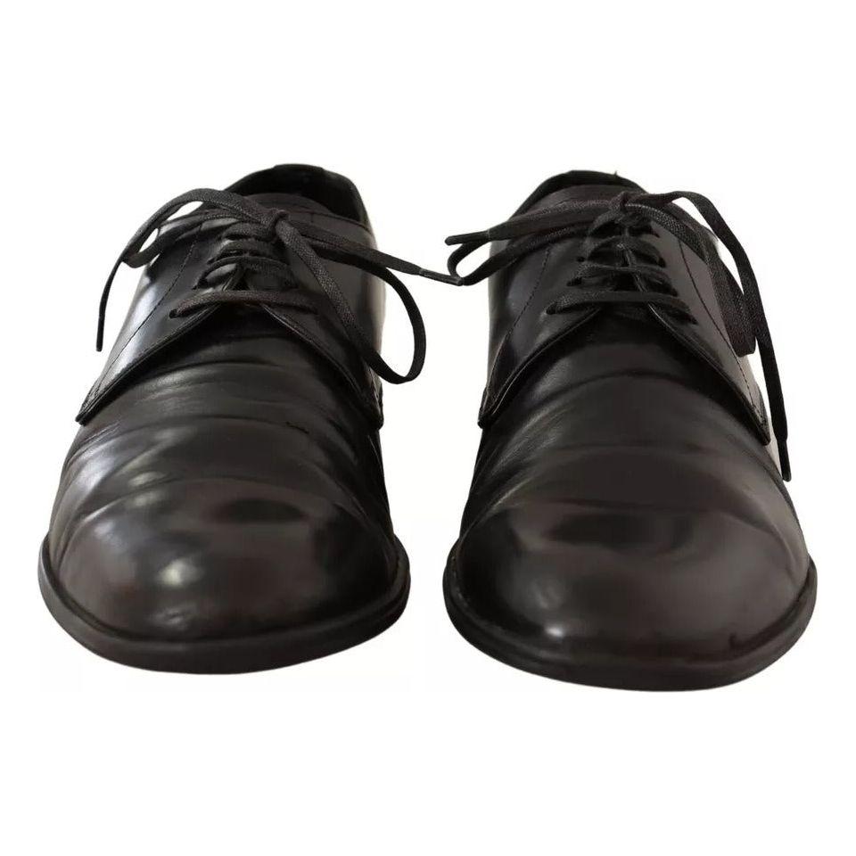 Dolce & Gabbana Black Leather Derby Dress Formal Shoes Dolce & Gabbana Dark Slate Gray