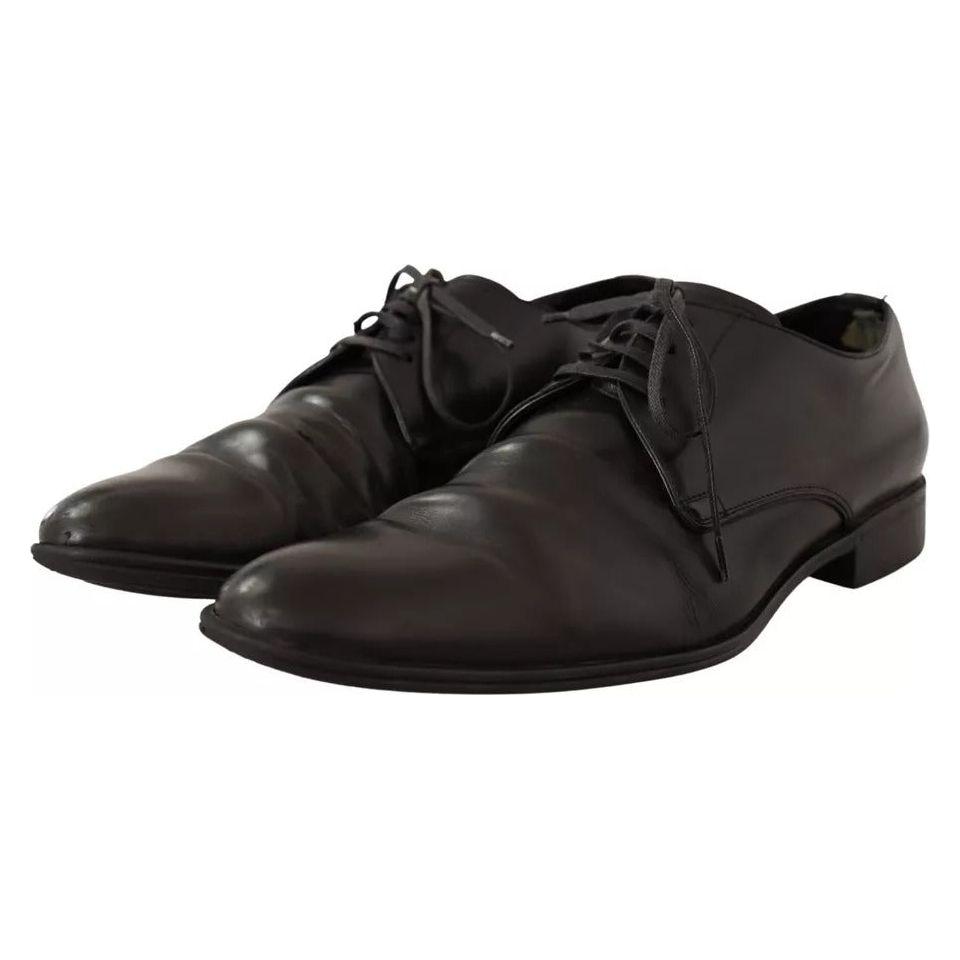 Dolce & Gabbana Black Leather Derby Dress Formal Shoes Dolce & Gabbana Dark Slate Gray