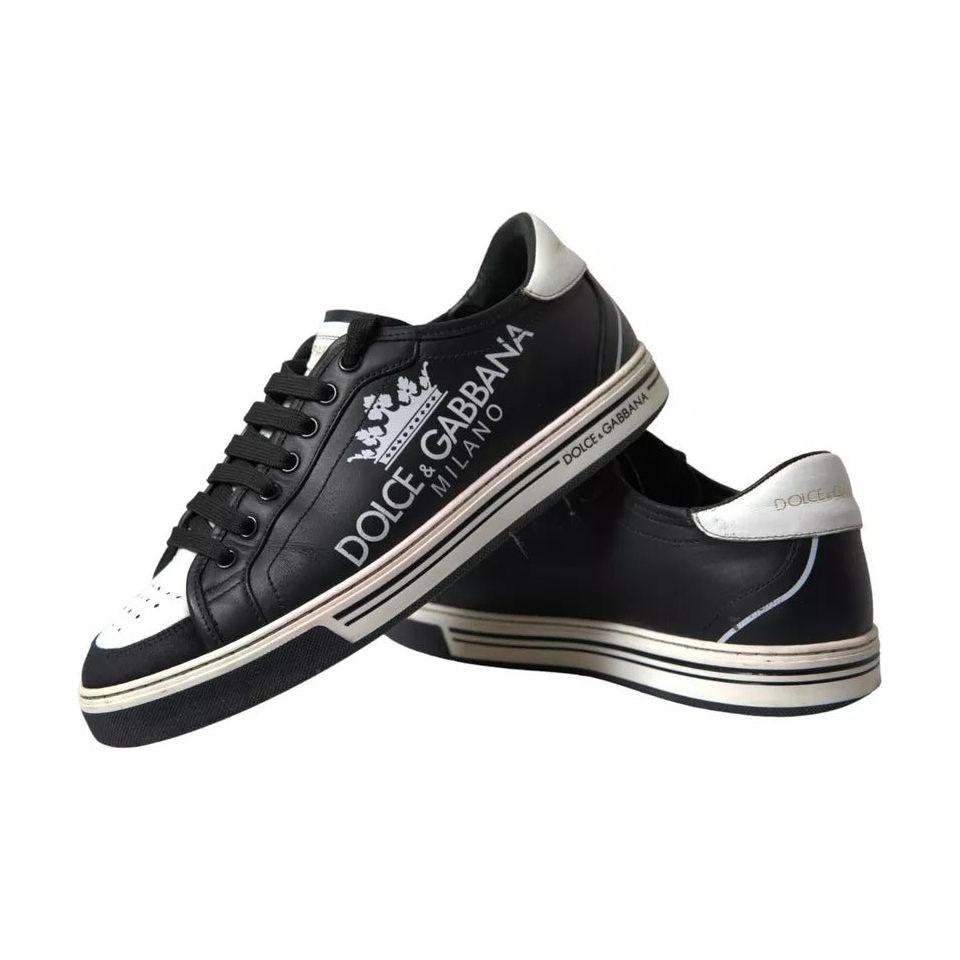 Dolce & Gabbana Black Leather Crown Milano Men Sneakers Shoes Dolce & Gabbana Light Gray