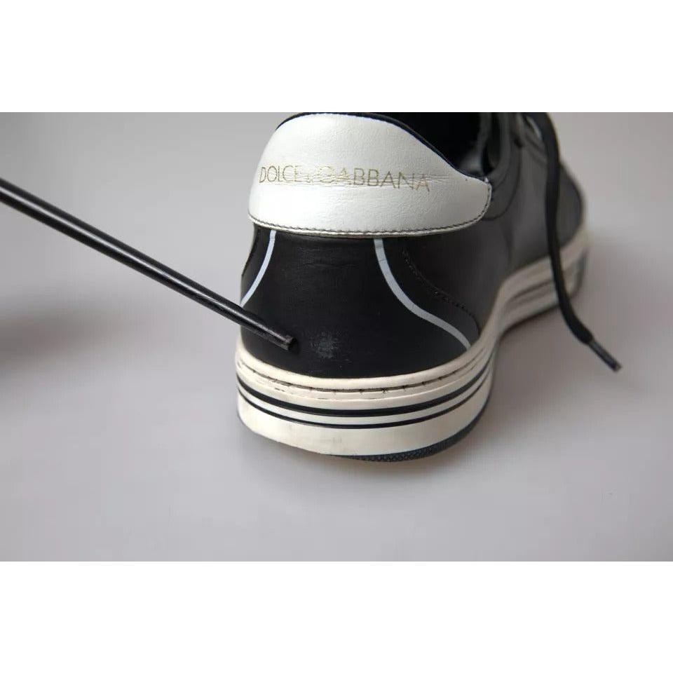 Dolce & Gabbana Black Leather Crown Milano Men Sneakers Shoes Dolce & Gabbana Dark Gray