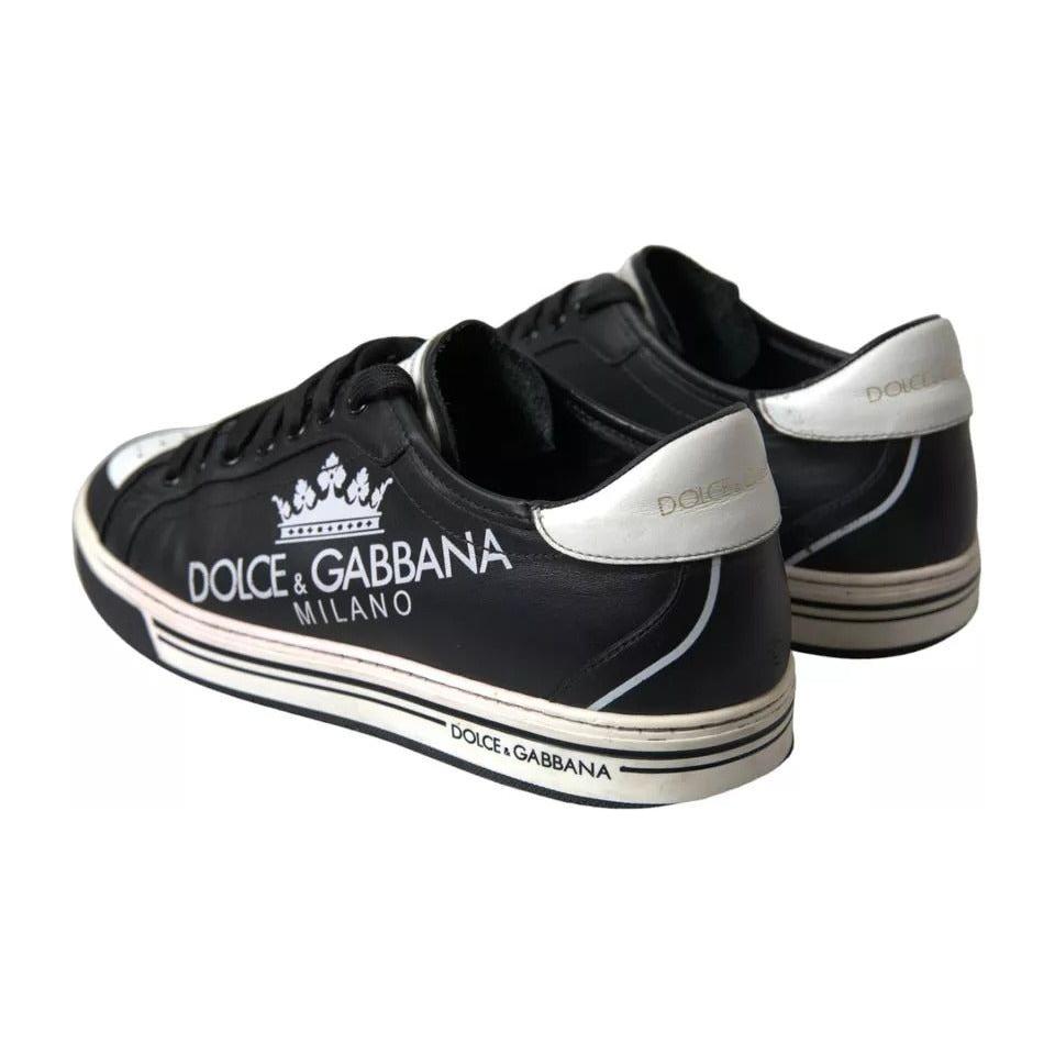 Dolce & Gabbana Black Leather Crown Milano Men Sneakers Shoes Dolce & Gabbana Light Gray